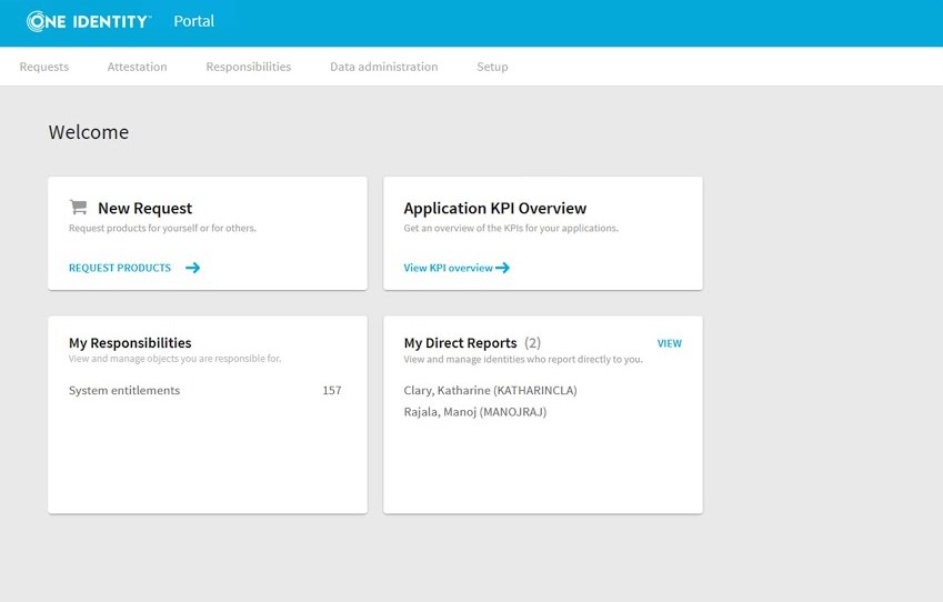 One Identity Manager dashboard