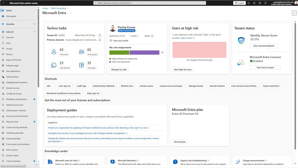 Microsoft Entra ID home page